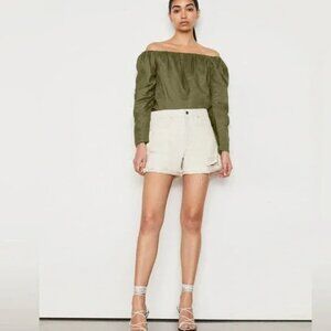 Frame Le Brigette Denim Shorts Cotton Linen Blend in Au Natural